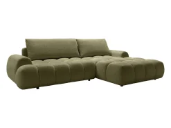 Sofá cama rinconera derecha en chenilla beige FARNETA