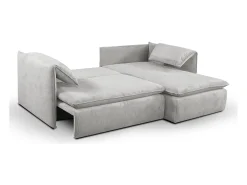 Sofá cama rinconera derecha de pana gris claro -TEODORA de Pascal Morabito
