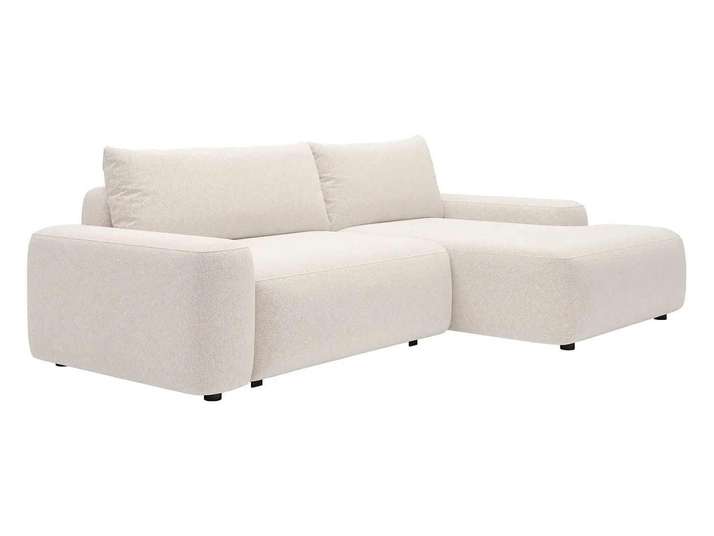 Sofá cama rinconera derecha en tela texturizada color crema DAVISO