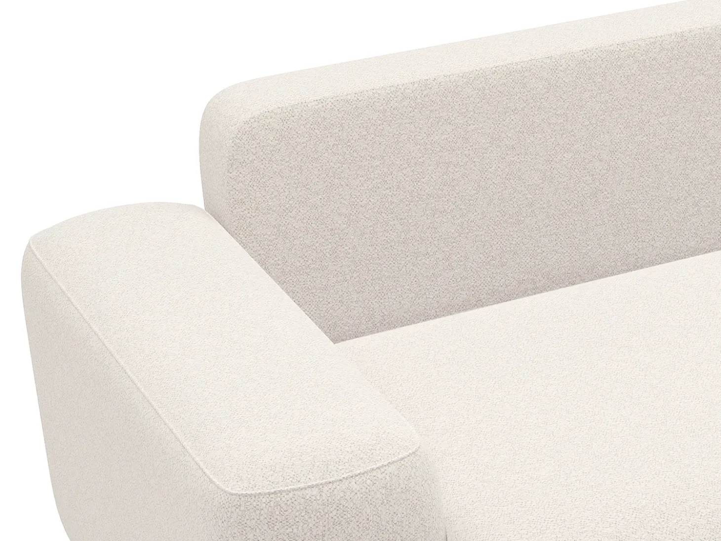 Sofá cama rinconera derecha en tela texturizada color crema DAVISO