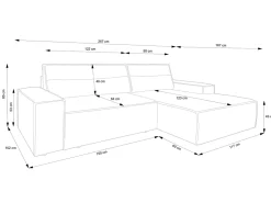 Sofá cama rinconera derecha de pana color topo AMELIA