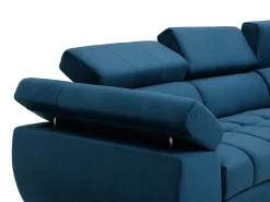 Sofá cama rinconera derecha de terciopelo azul NIACATO