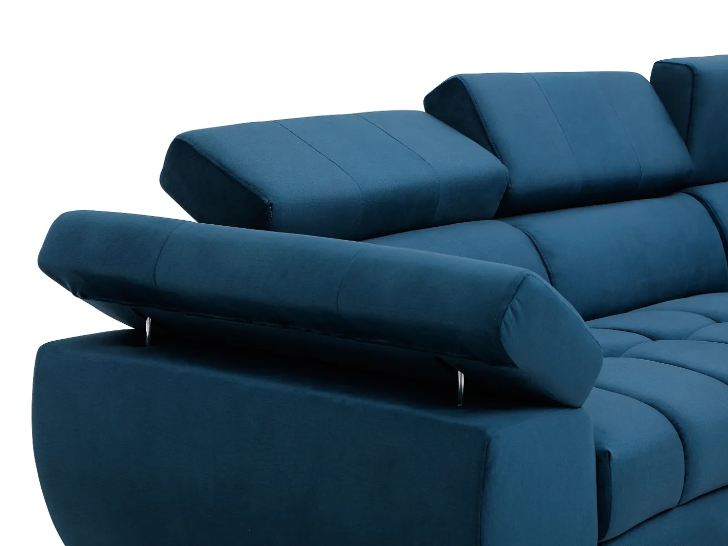 Sofá cama rinconera derecha de terciopelo azul NIACATO