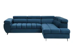 Sofá cama rinconera derecha de terciopelo azul NIACATO