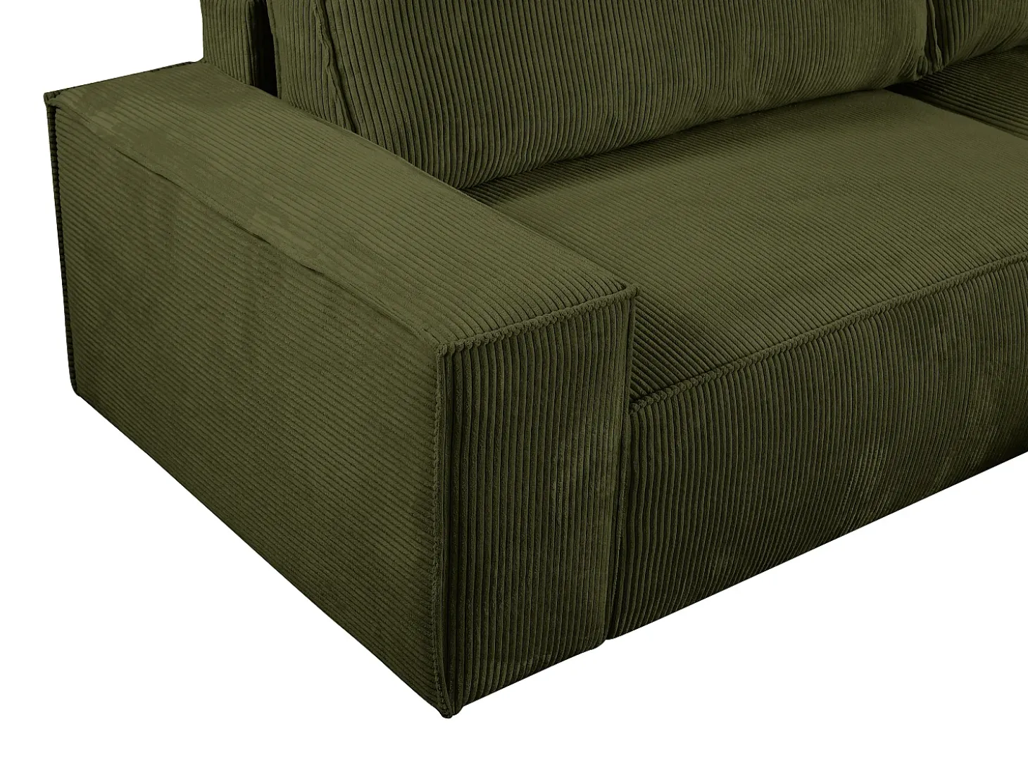Sofá cama rinconera derecha de pana - Verde caqui - AMELIA