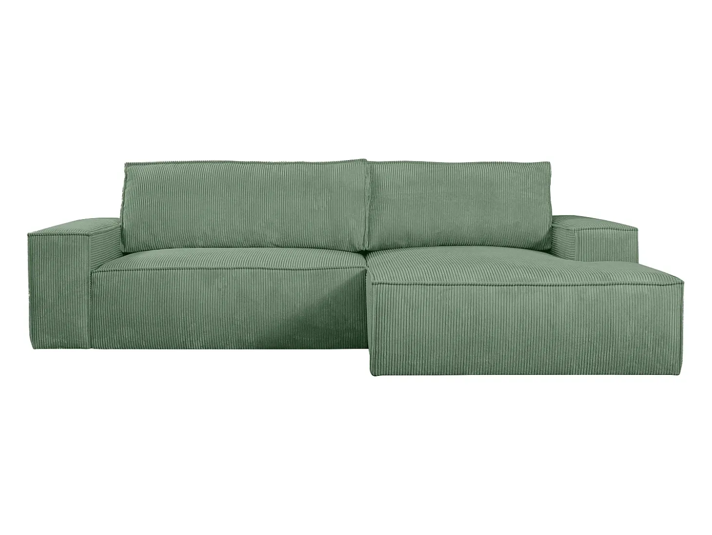 Sofá cama rinconera derecha de pana verde almendra AMELIA