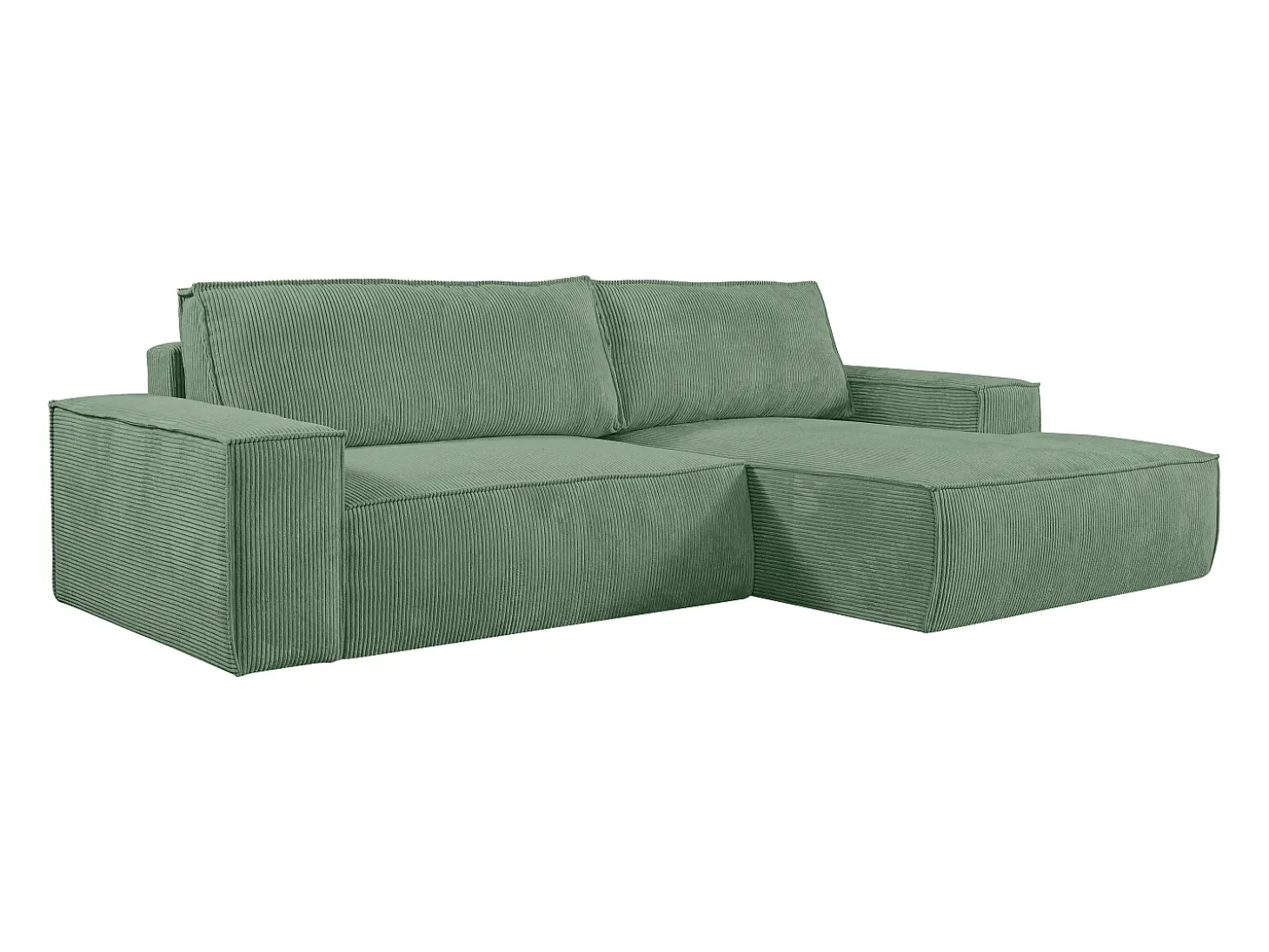 Sofá cama rinconera derecha de pana verde almendra AMELIA