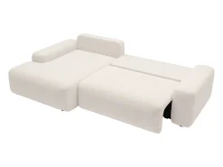 Sofá cama rinconera izquierda en tela texturizada color crema DAVISO
