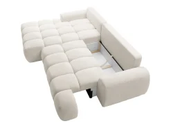 Sofá cama rinconera izquierda en chenilla beige FARNETA