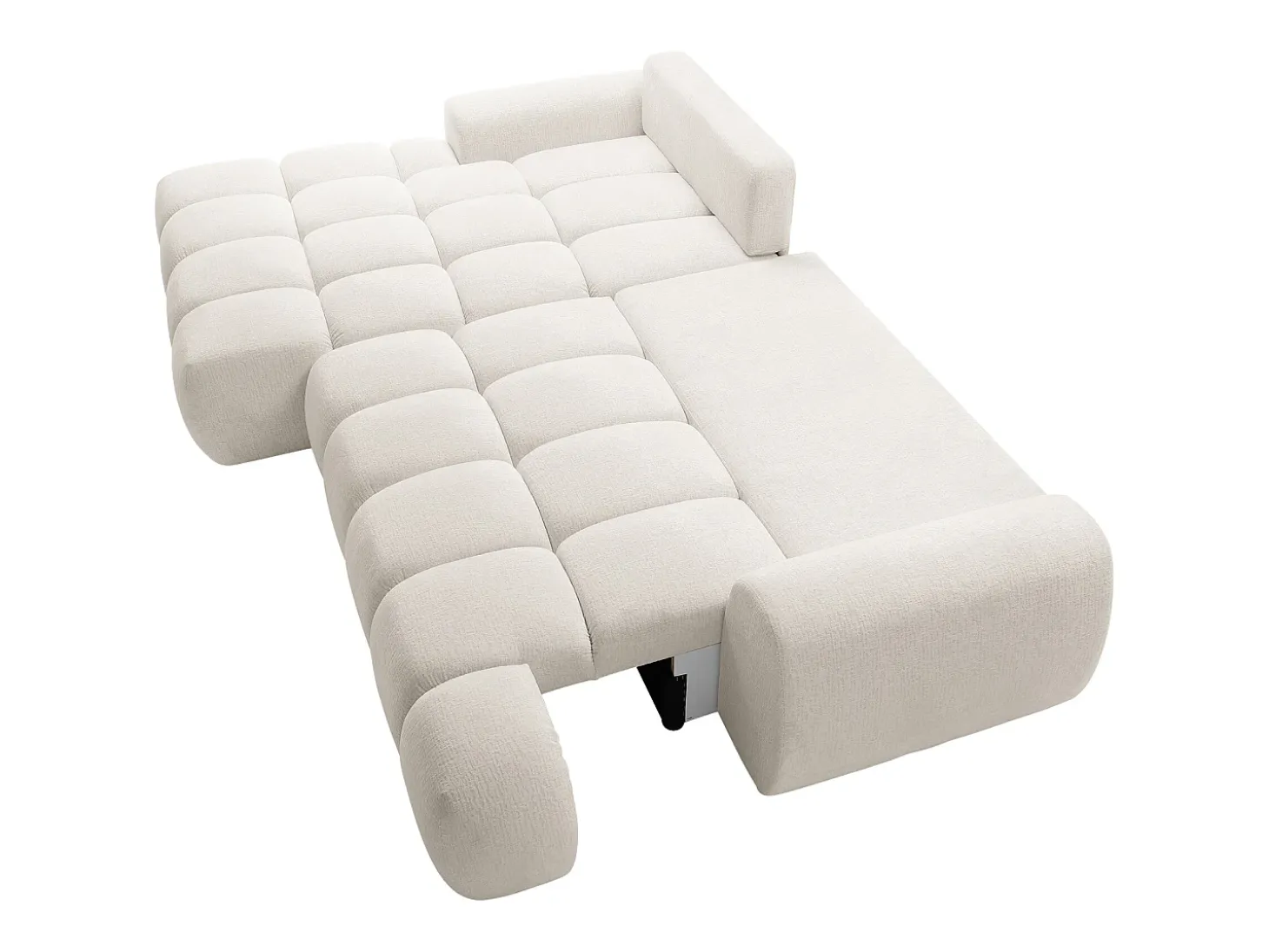 Sofá cama rinconera izquierda en chenilla beige FARNETA