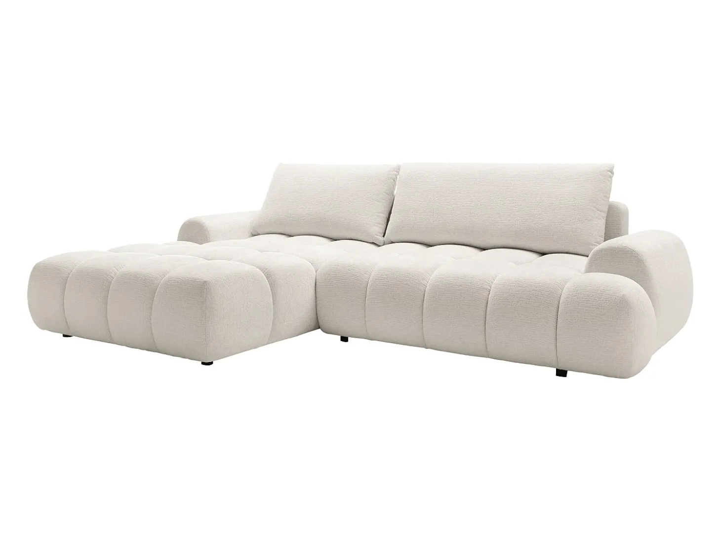 Sofá cama rinconera izquierda en chenilla beige FARNETA