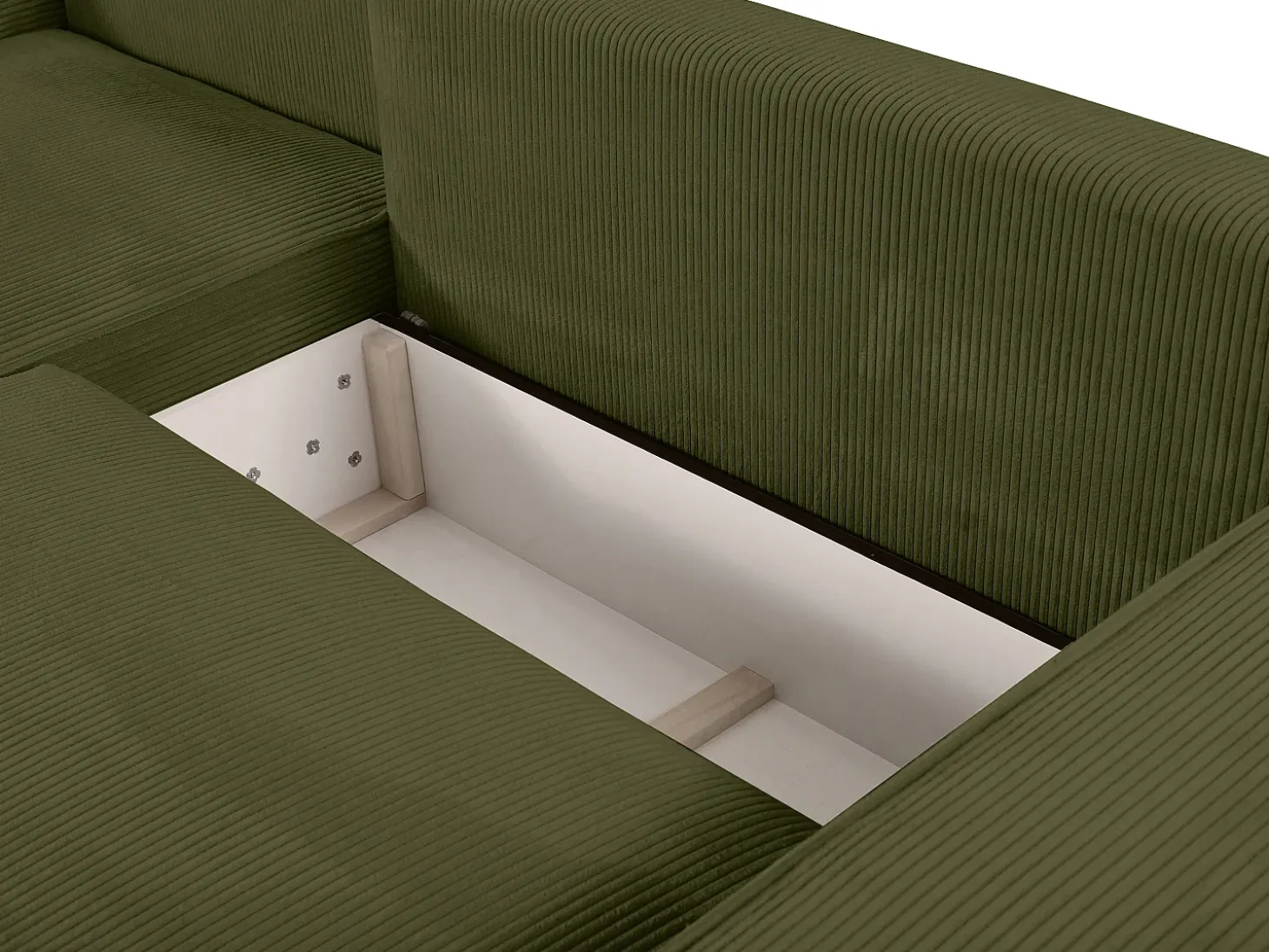 Sofá cama rinconera izquierda de pana - Verde caqui - AMELIA