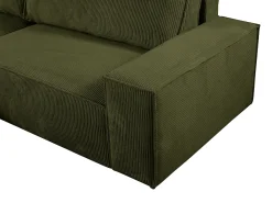 Sofá cama rinconera izquierda de pana - Verde caqui - AMELIA