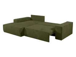 Sofá cama rinconera izquierda de pana - Verde caqui - AMELIA