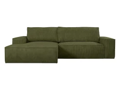 Sofá cama rinconera izquierda de pana - Verde caqui - AMELIA