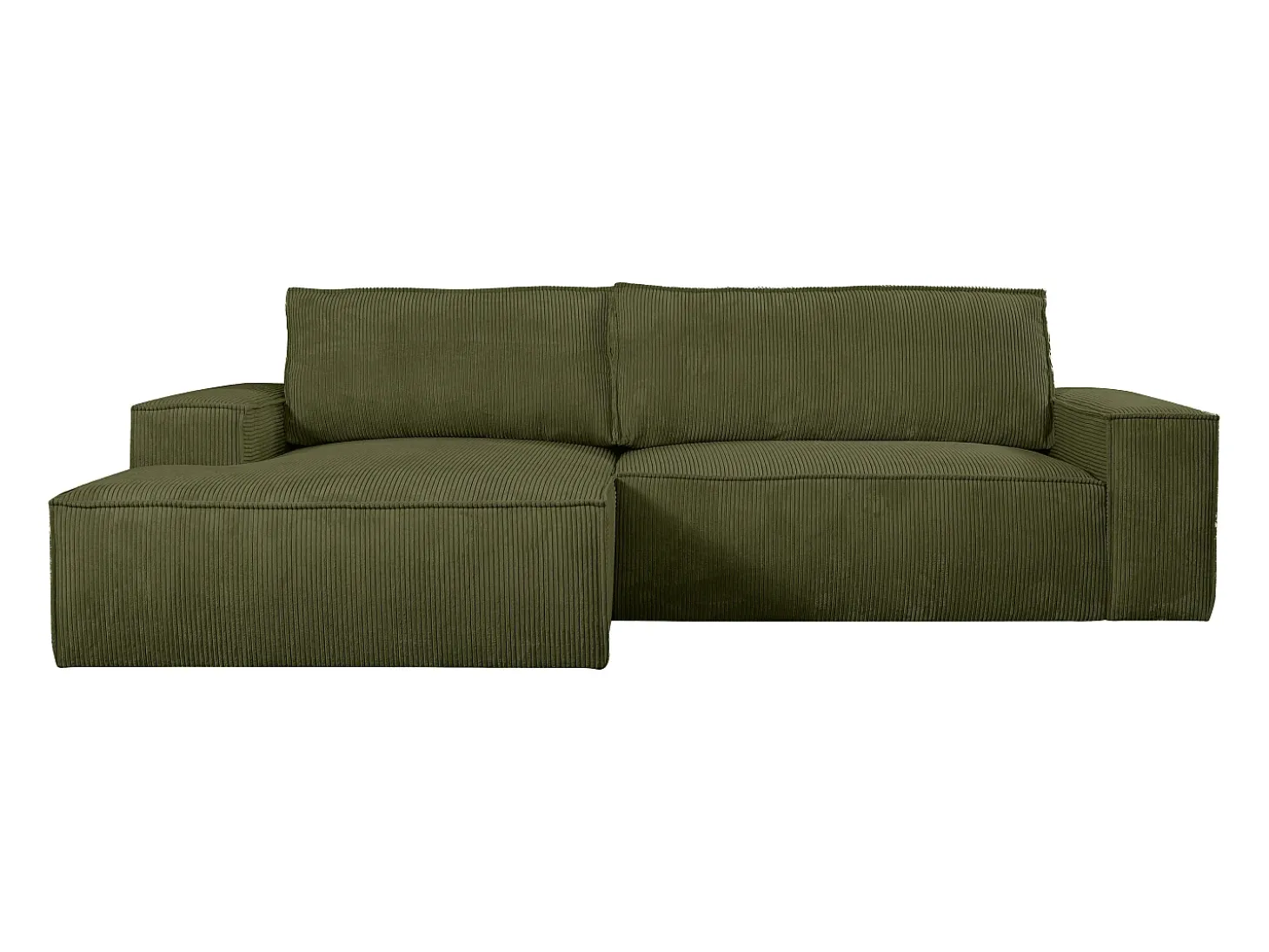 Sofá cama rinconera izquierda de pana - Verde caqui - AMELIA