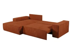 Sofá cama rinconera izquierda de pana terracota AMELIA