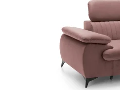 Sofá cama rinconera izquierda de terciopelo rosa SAMARA