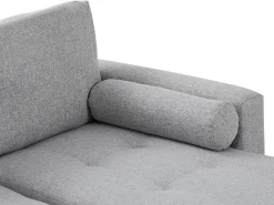 Sofá cama rinconera reversible de tela gris claro con arcón KORI