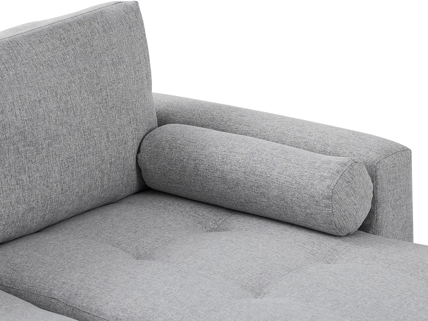 Sofá cama rinconera reversible de tela gris claro con arcón KORI
