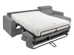 Sofá cama rinconera reversible con apertura italiana de tela beige Hasta 140cm de capacidad para dormir grosor 22 cm VIZIR