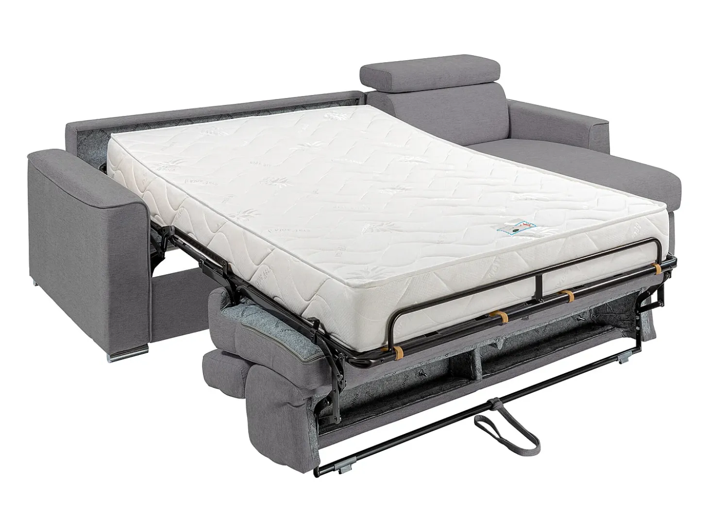 Sofá cama rinconera reversible con apertura italiana de tela beige Hasta 140cm de capacidad para dormir grosor 22 cm VIZIR