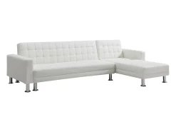 Sofá cama rinconera reversible de piel sintética blanco WILLIS II