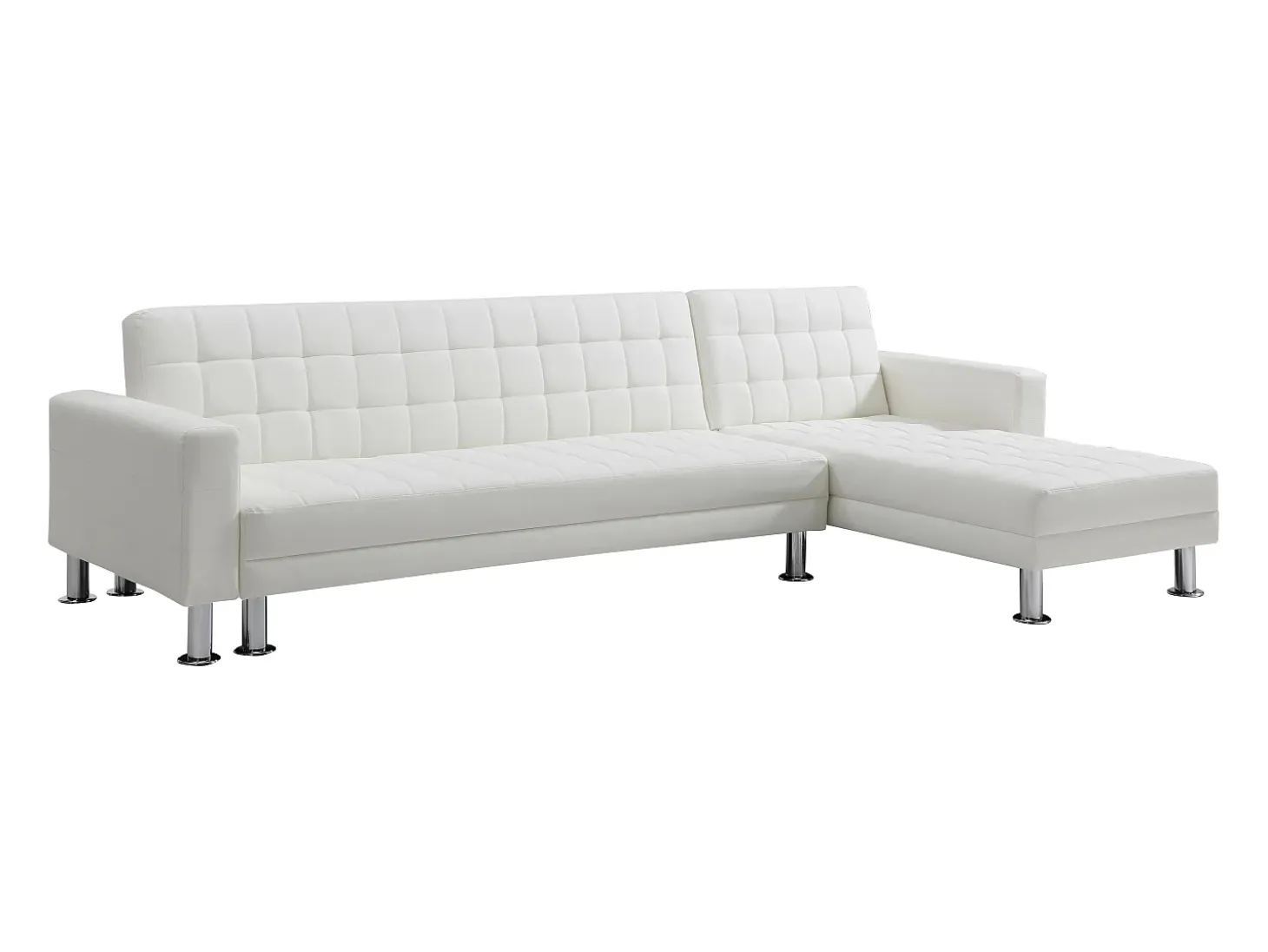 Sofá cama rinconera reversible de piel sintética blanco WILLIS II