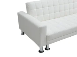 Sofá cama rinconera reversible de piel sintética blanco WILLIS II