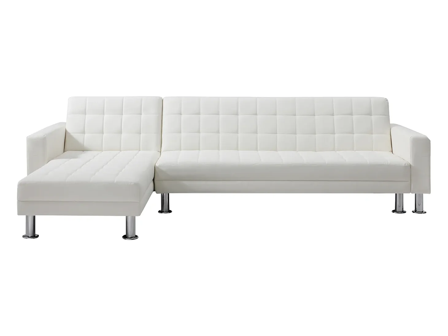 Sofá cama rinconera reversible de piel sintética blanco WILLIS II