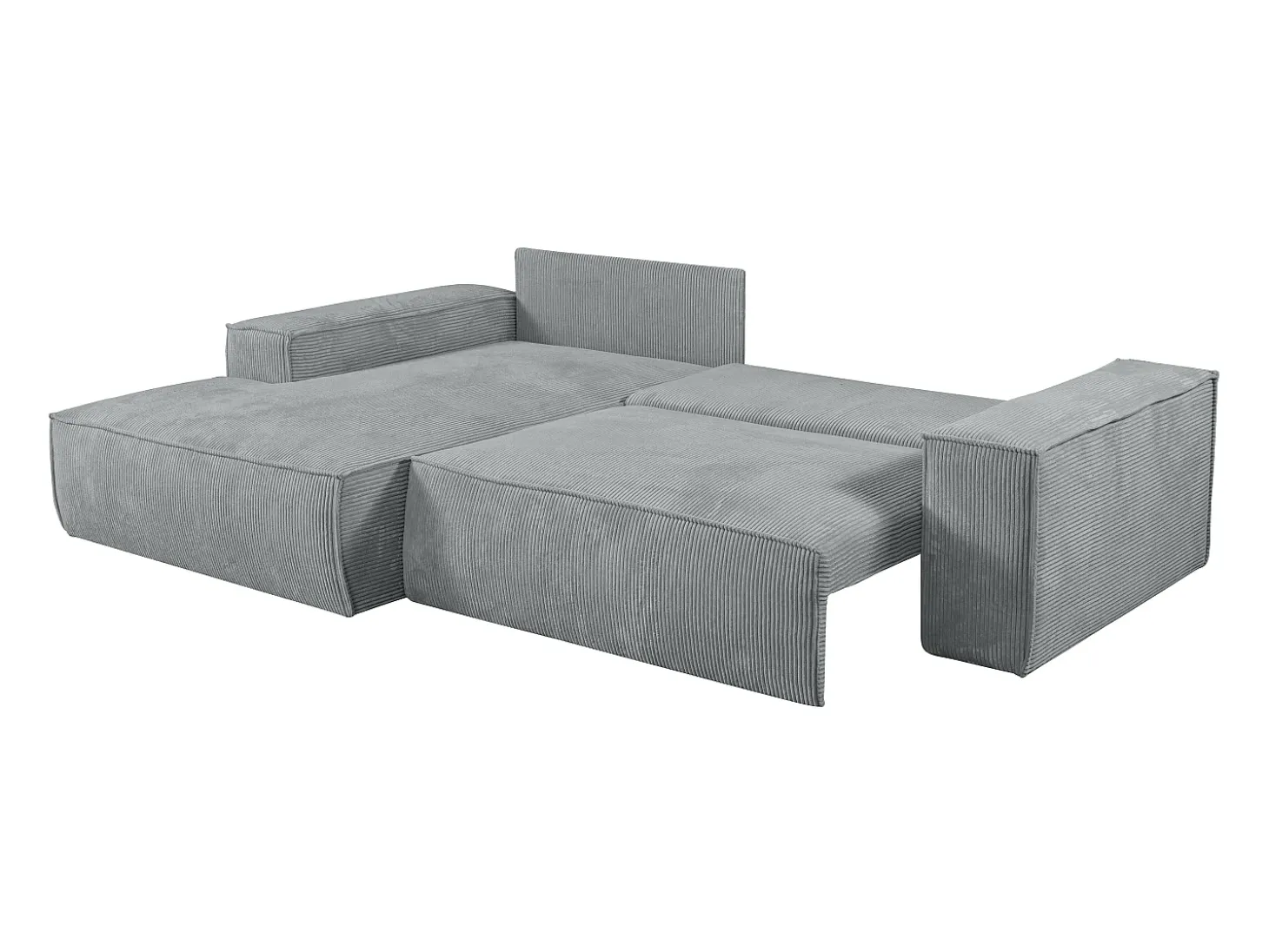 Sofá cama rinconera terciopelo canalé gris claro AMELIA - PASCAL MORABITO-Ángulo izquierdo