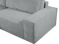 Sofá cama rinconera terciopelo canalé gris claro AMELIA - PASCAL MORABITO-Ángulo izquierdo