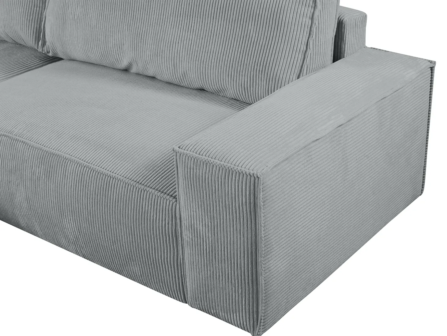 Sofá cama rinconera terciopelo canalé gris claro AMELIA - PASCAL MORABITO-Ángulo izquierdo