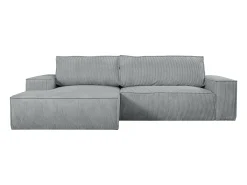 Sofá cama rinconera terciopelo canalé gris claro AMELIA - PASCAL MORABITO-Ángulo izquierdo