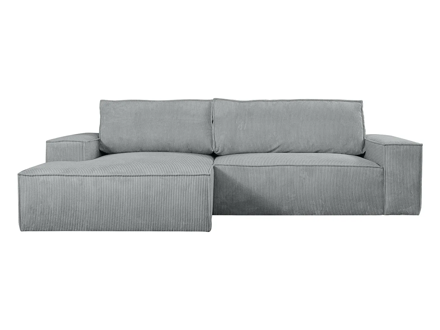 Sofá cama rinconera terciopelo canalé gris claro AMELIA - PASCAL MORABITO-Ángulo izquierdo