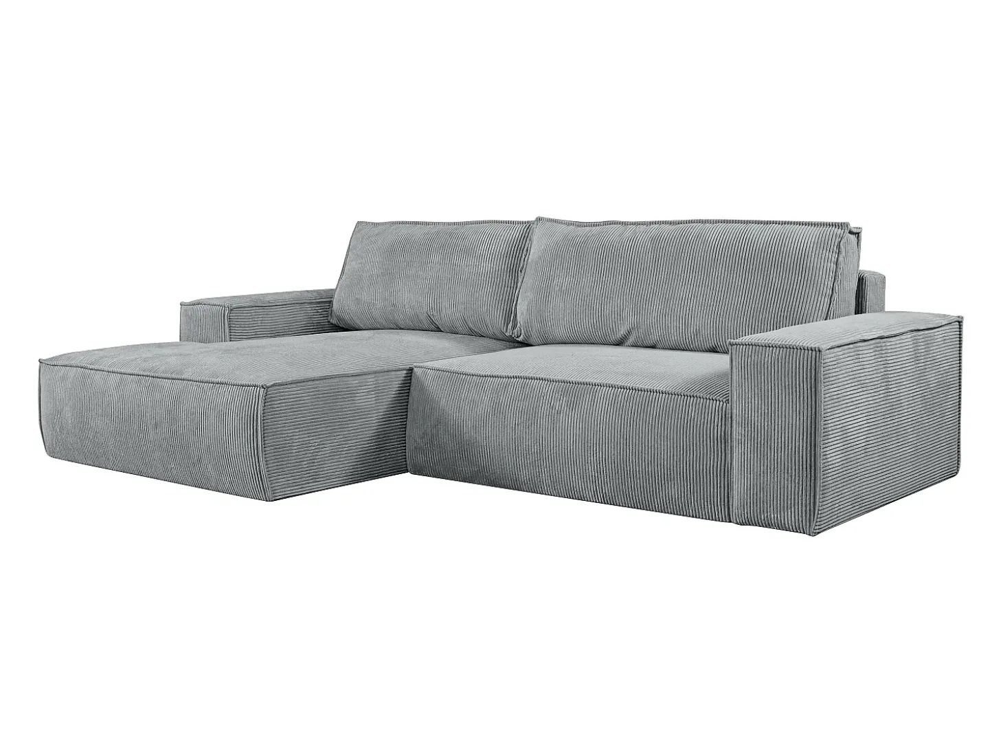 Sofá cama rinconera terciopelo canalé gris claro AMELIA - PASCAL MORABITO-Ángulo izquierdo