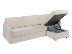 Sofá cama rinconera tipo italiano de tela beige Cama de 160 cm lamas de 22 cm CALIFE