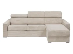 Sofá cama rinconera tipo italiano de pana beige - Colchón de láminas de 160 cm VIZIR