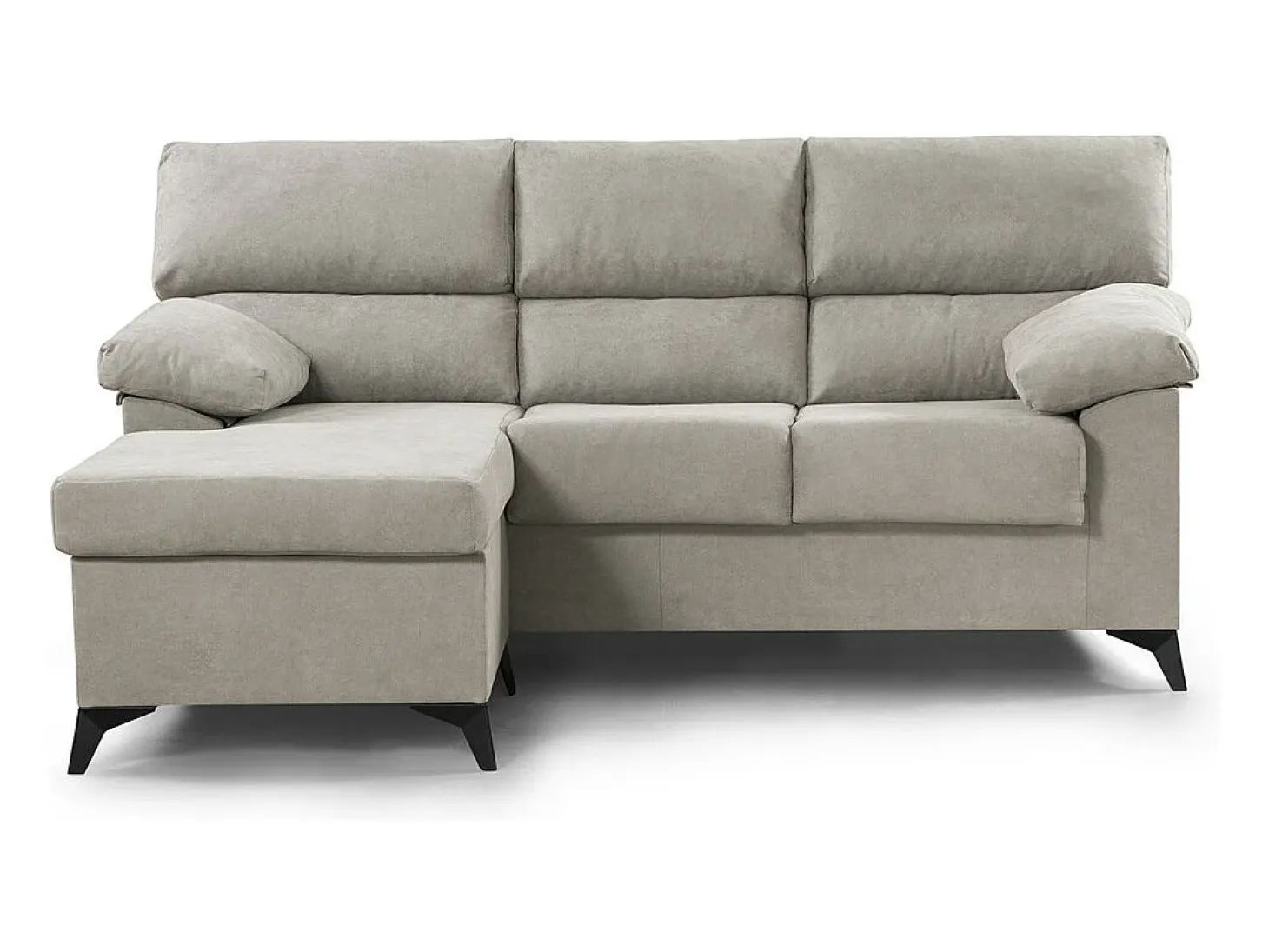 Sofá Chaise Longue de 100x200x157 cm de tela en color beige y patas en color negro Hilton