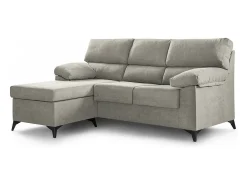 Sofá Chaise Longue de 100x200x157 cm de tela en color beige y patas en color negro Hilton