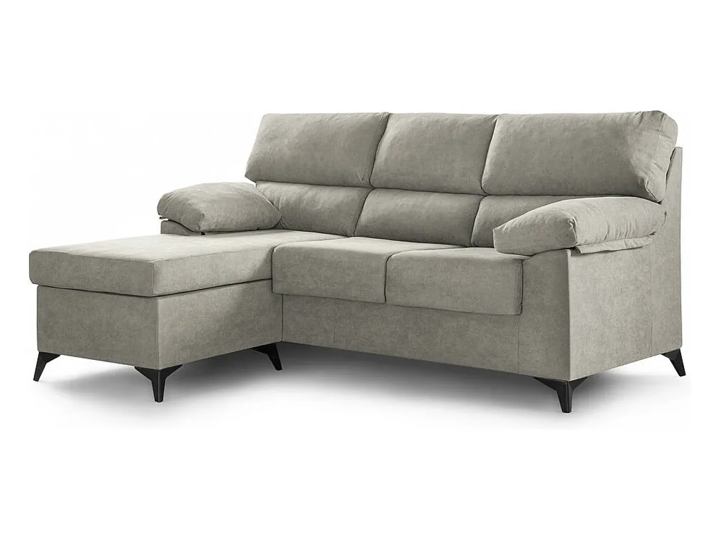 Sofá Chaise Longue de 100x200x157 cm de tela en color beige y patas en color negro Hilton
