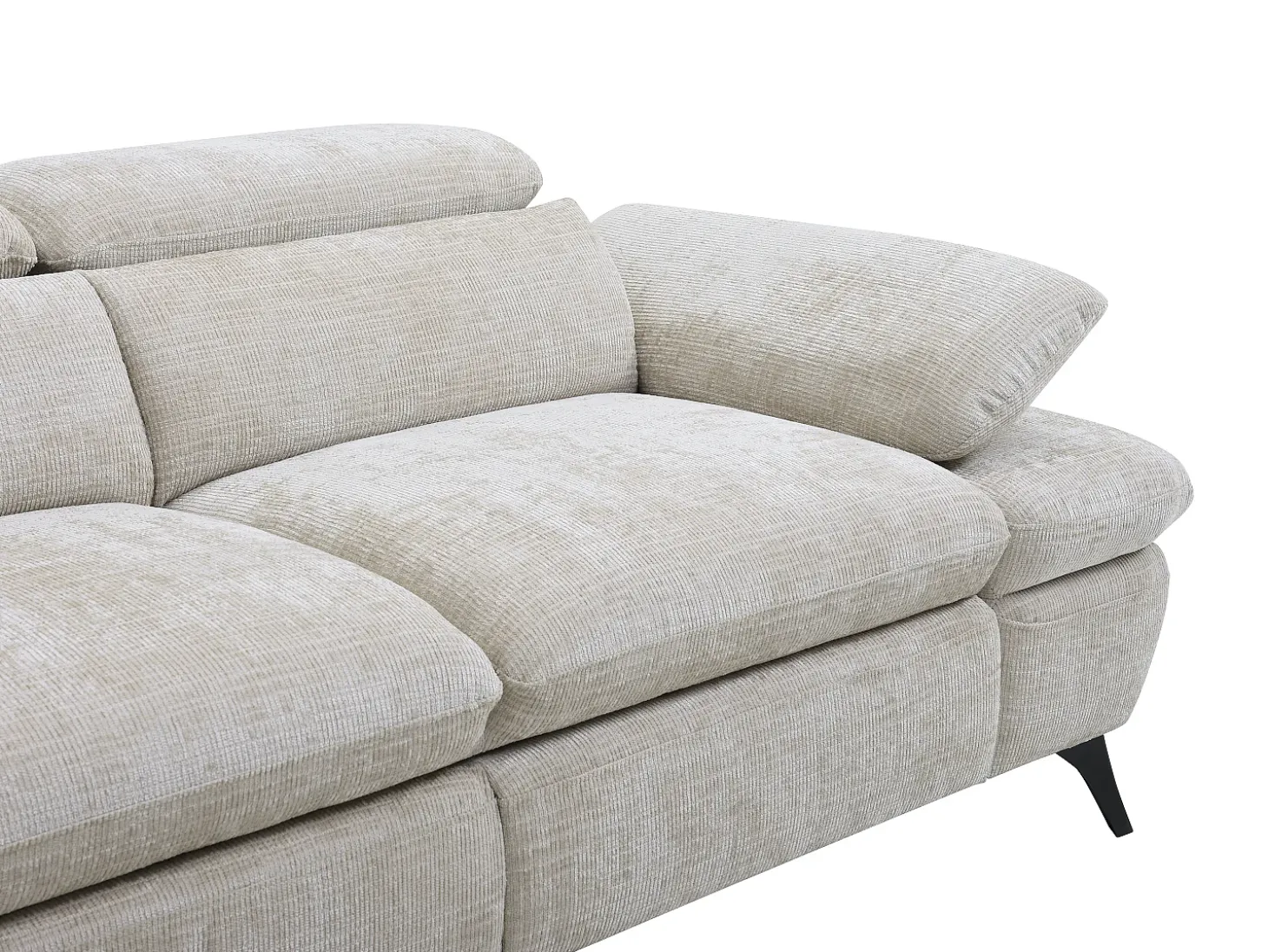 Sofá chaise longue izquierda en tela texturizada con almacenamiento beige MORAVA