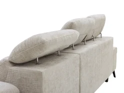 Sofá chaise longue izquierda en tela texturizada con almacenamiento beige MORAVA