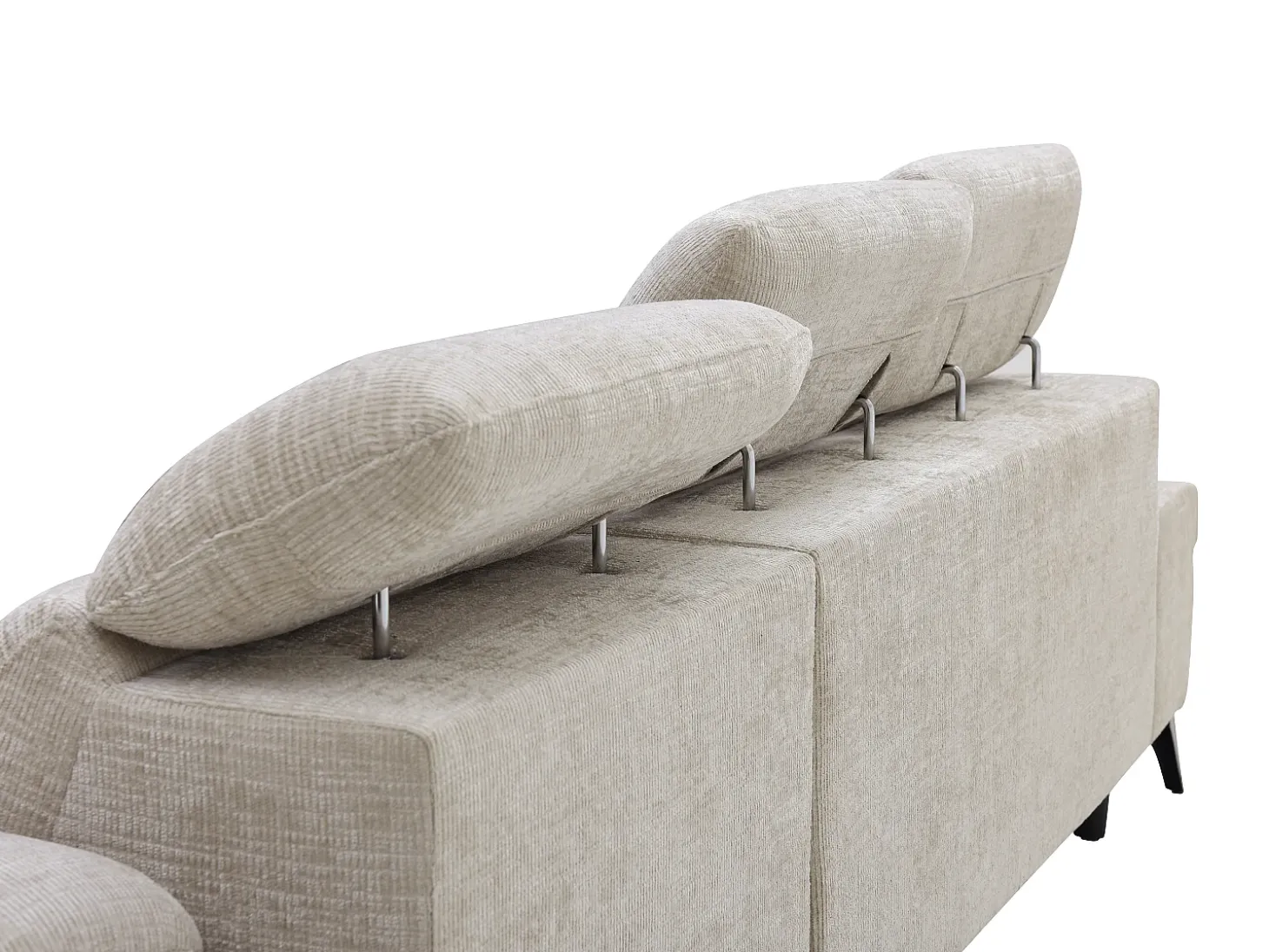 Sofá chaise longue izquierda en tela texturizada con almacenamiento beige MORAVA