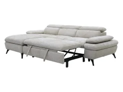 Sofá chaise longue izquierda en tela texturizada con almacenamiento beige MORAVA
