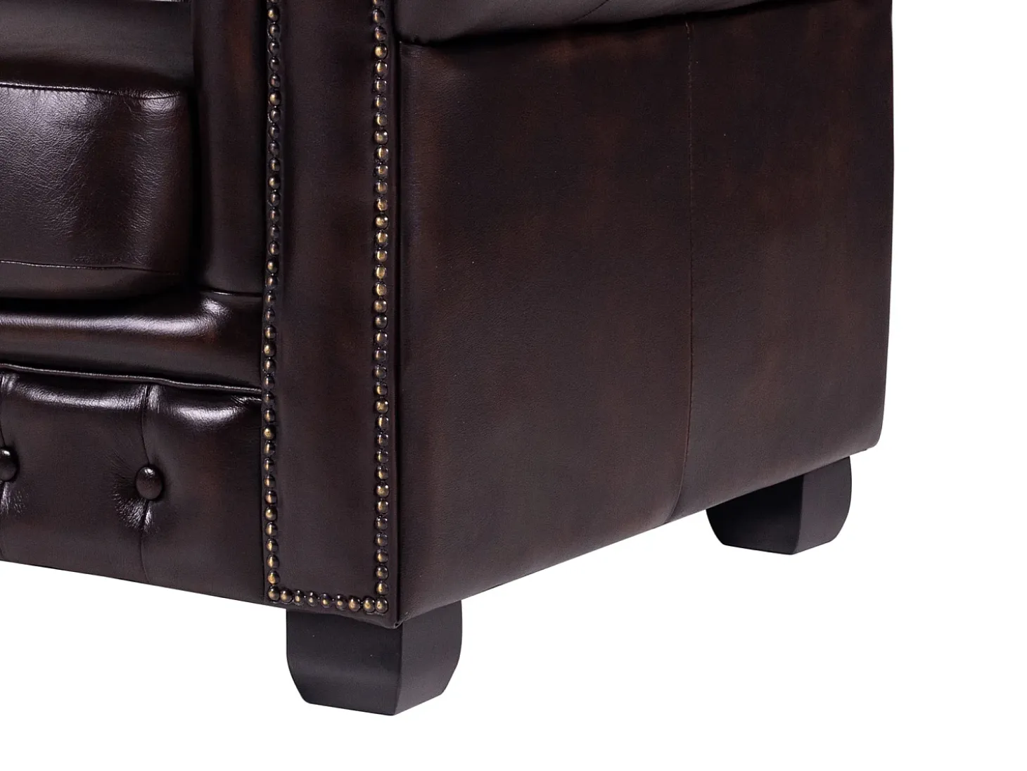 Sofá Chesterfield 100% piel color marrón BRENTON