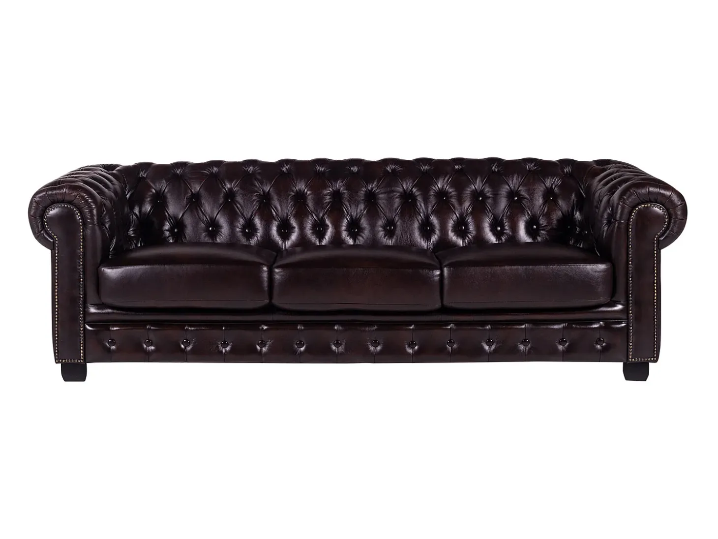 Sofá Chesterfield 100% piel color marrón BRENTON
