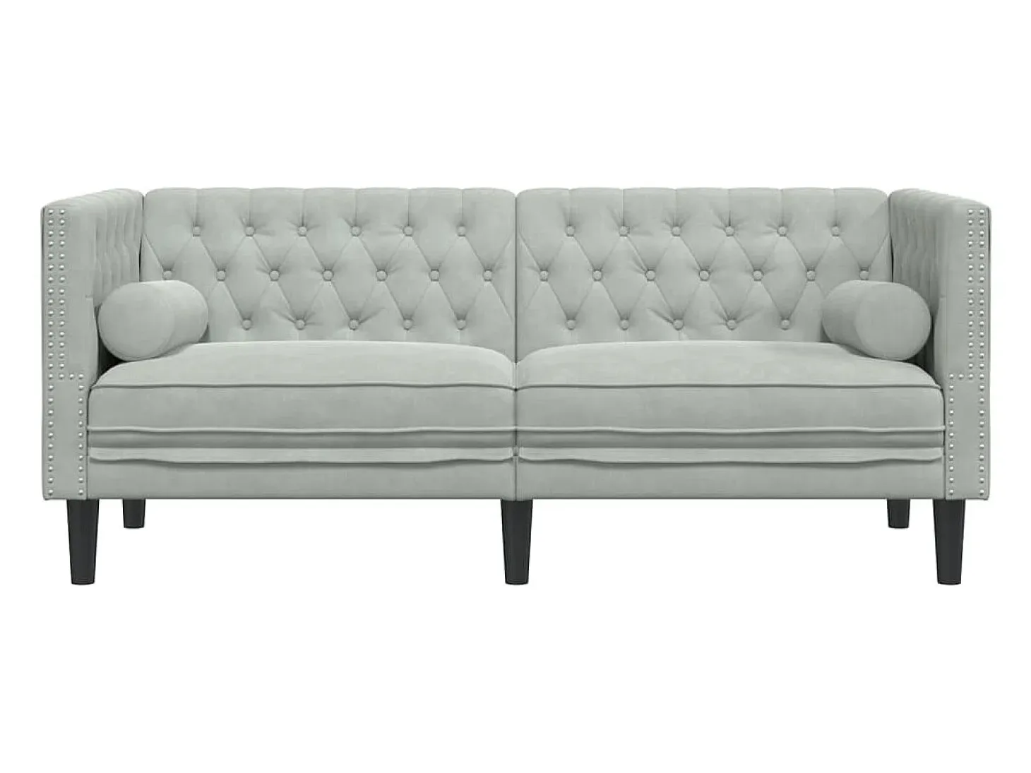 Sofá Chesterfield 2 plazas con cojines terciopelo gris claro