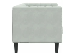 Sofá Chesterfield 2 plazas con cojines terciopelo gris claro