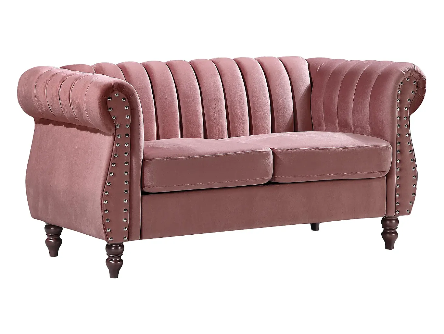 Sofá chesterfield 2 plazas de terciopelo rosa viejo TRUMBO
